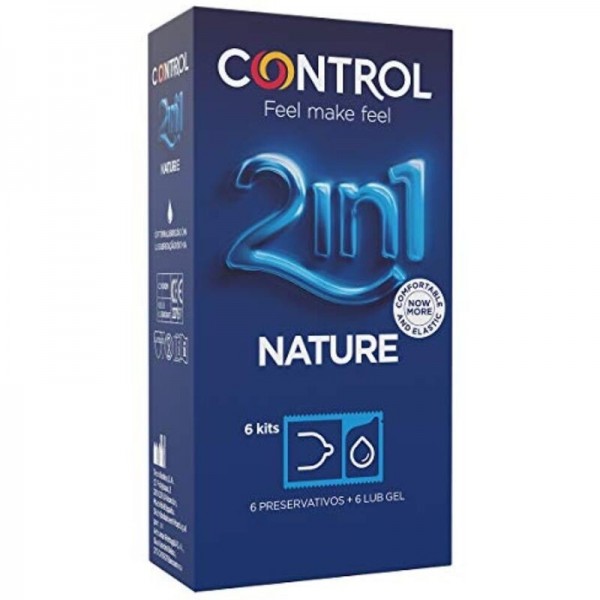 Control Preservativos Nature 2 en 1 Lub Gel 6 Ud
