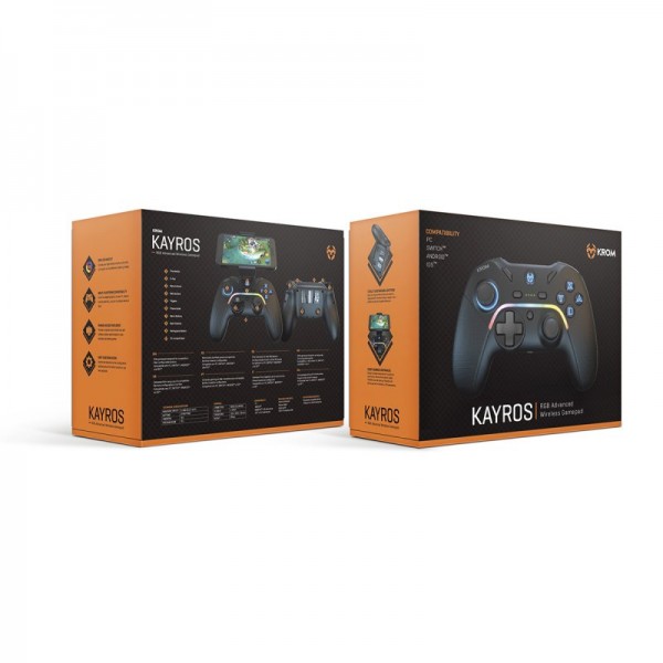 Krom gamepad kayros wireless rgb pc/switch/android