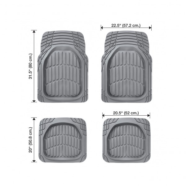 Set de 4 Alfombras Universales, Delanteras y Traseras con Antideslizante y Recortables, Gris (Sand), SIN Puente