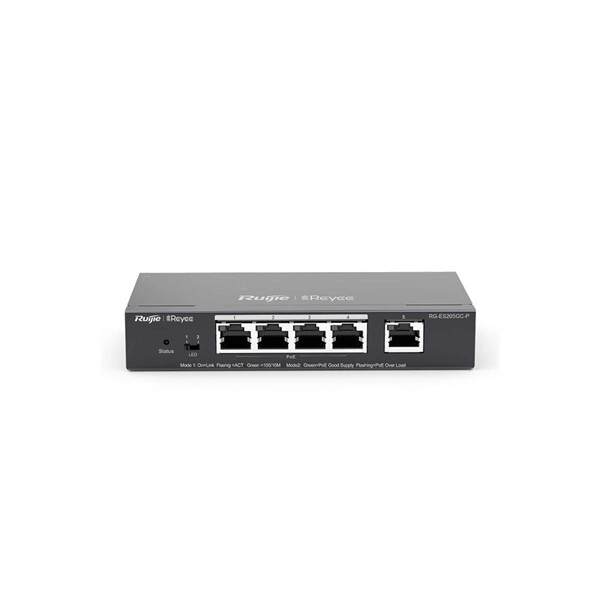 Reyee switch 5xgb rj45 (4 poe/poe+) 54w steel
