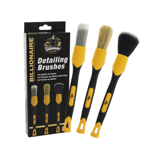 Set de Pinceles Detailing Billionaire Ideal para Limpieza Coche Kit Detailing de 3 Pinceles Limpieza de Detalle
