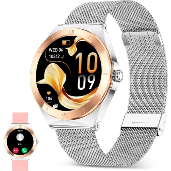 Ksix lya rosa / smartwatch 1.19"/ 2 correas (metal + silicona)