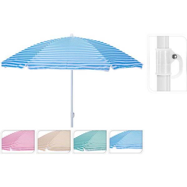 Sombrilla de playa, rayas colores surtidos, ø150 x 160 cm