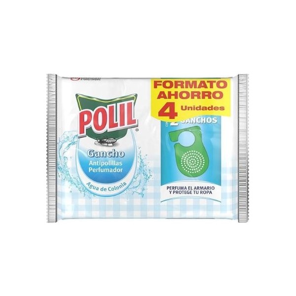 Polil gancho antipolillas perfumador agua de colonia FORMATO AHORRO 4 unidades